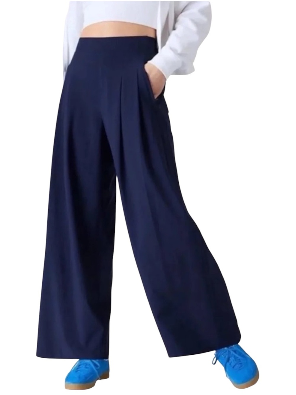 ATHLETA Brooklyn Heights Wide Leg High-Waist Pants in Navy Blue Size 12T